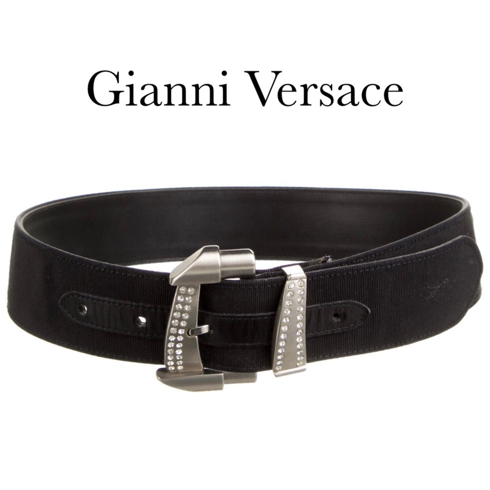 Gianni Versace Vintage Black rhinestone belt